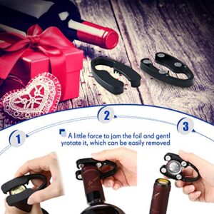 4 Pieces Magnetic Wine Foil Cutters Wine Bottle Opening Accessories Black Wine Foil Removes ABS Wine Foil Cutters for Outdoor Indoor Parties Daily Application