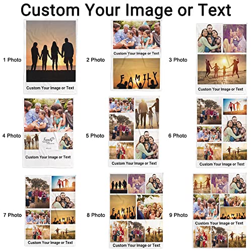 iBedding Custom Blanket - Personalized Blankets with Photos and Text Customized Picture Throw for Adult Kids Birthday Fathers Mothers Valentines Day Christmas (60"x80",6 Photos Collage)