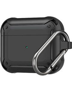 procase airpods 3 case 2021 with keychain, full-body rugged protective shockproof carrying case cover for airpods 3rd generation -black
