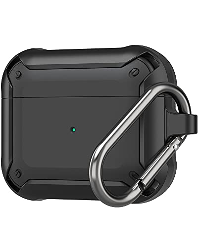 ProCase AirPods 3 Case 2021 with Keychain, Full-Body Rugged Protective Shockproof Carrying Case Cover for AirPods 3rd Generation -Black