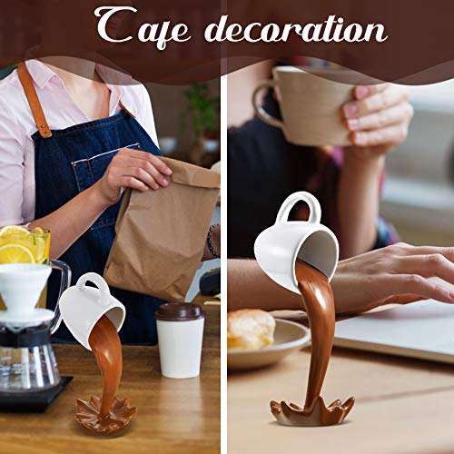 Jetec Floating Spilling Coffee Cup Magic Pouring Splash Coffee Mug Pouring Spilling Coffee Mugs Cafe Novelty Funny Coffee Cup Sculpture Art Decoration for Home Decor Coffee Lover (Brown Floating)