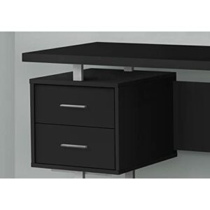 Monarch Specialties 7634 Computer Desk, Home Office, Laptop, Left, Right Set-up, Storage Drawers, Work, Metal, Laminate, Grey, Contemporary Desk-60 L Black Silver, 60" L x 23.75" W x 30.25" H