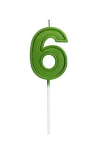2.76 inches large number candles birthday candles cake numeral candles topper decoration for birthday celebration reunions anniversary party supplies (green number 6)
