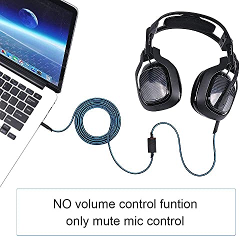 MQDITH Replacement Audio Cable Compatible with Astro A40 A40TR Gaming Headset, Inline Mute Wire and No Volume Control Cord(Blue)