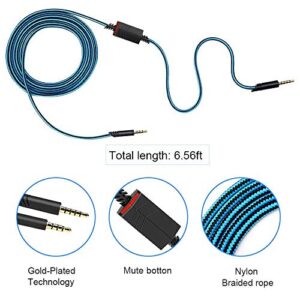 MQDITH Replacement Audio Cable Compatible with Astro A40 A40TR Gaming Headset, Inline Mute Wire and No Volume Control Cord(Blue)