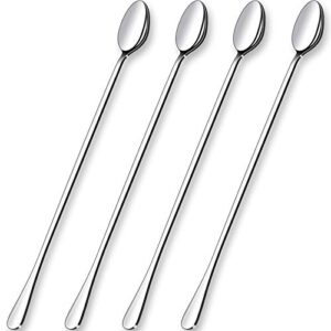 glamfields 12-inch long handle mixing spoons, iced teaspoons, ice cream spoon, stainless steel cocktail stirring spoons, set of 4