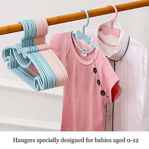 JINGXINMY Baby Hangers for Kids Clothes - Pack of 20 Durable Plastic Kids Hangers for Nursery -Childrens Hangers - Great as Toddler or Infant Clothes Hangers-4 Colors