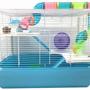 Large 3-Levels Habitat Dwarf Hamster Mansion Mouse House for Rodent Gerbil Mice Rat with Crossover Tube Tunnel Expandable and Customizable