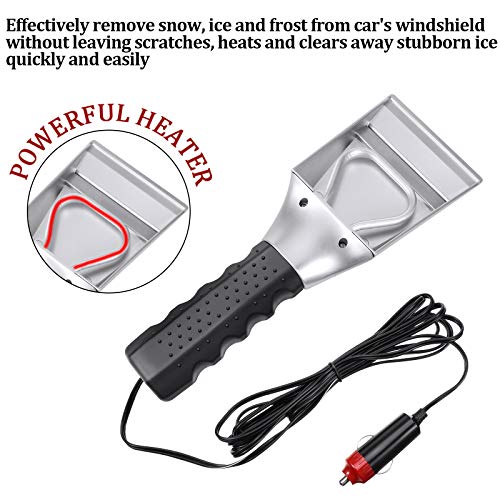 Frienda Heated Snow Ice Scraper 12V Electric Auto Windshield Ice Scrapers Electric Window Ice Scraper with 2 Pieces Rear View Mirror Covers Side Mirror Protective Covers for Most Cars Trucks SUV