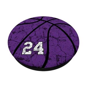 Basketball Number #24 Purple Gift for Basketball Player PopSockets Swappable PopGrip