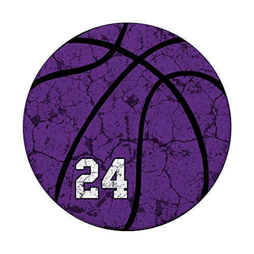 Basketball Number #24 Purple Gift for Basketball Player PopSockets Swappable PopGrip