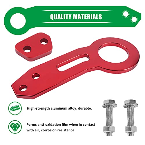 OTUAYAUTO Rear Tow Towing Hook - Universal Aluminum Car Towing Tool, Auto Trailer Ring, Racing Trailer Hook (Red)