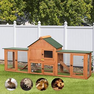 COZIWOW Wooden Extra Large Chicken Coop, Small Animal Enclosure Habitat for Indoor Outdoor, Wood Rabbit Bunny Hutch, Pets Cage House for Dog Cat Squirrel Hamster Hedgehog Guinea Pig