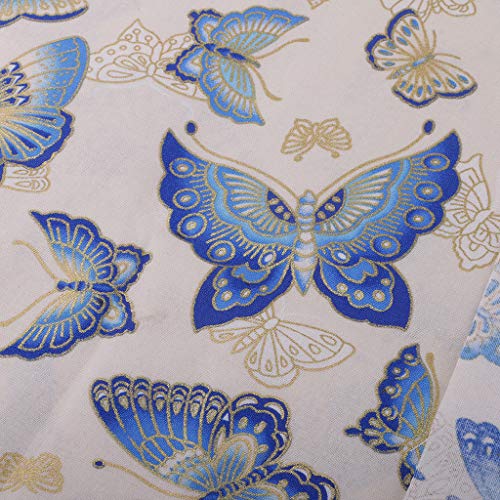 Colcolo Butterflies Cotton Fabric Yard Sewing 59"Wide, 0.5 Meter