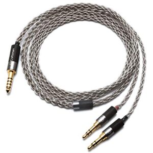 GUCraftsman 6N Single Crystal Silver Upgrade Cable 2.5mm/4.4mm Balanec Headphone Upgrade Cables for Beyerdynamic T1 2nd T5P 2nd T5P 3nd Final d8000Pro Denon AH-D5200 AH-D7200 AH-D9200 (4.4mm Plug)