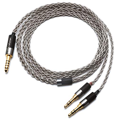 GUCraftsman 6N Single Crystal Silver Upgrade Cable 2.5mm/4.4mm Balanec Headphone Upgrade Cables for Beyerdynamic T1 2nd T5P 2nd T5P 3nd Final d8000Pro Denon AH-D5200 AH-D7200 AH-D9200 (4.4mm Plug)