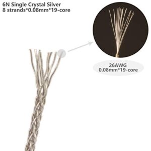 GUCraftsman 6N Single Crystal Silver Upgrade Cable 2.5mm/4.4mm Balanec Headphone Upgrade Cables for Beyerdynamic T1 2nd T5P 2nd T5P 3nd Final d8000Pro Denon AH-D5200 AH-D7200 AH-D9200 (4.4mm Plug)