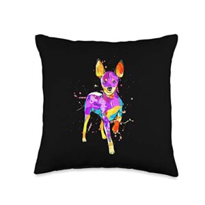 miniature pinscher dog design gifts men women splash art miniature pinscher cute gift men women dog lover throw pillow, 16x16, multicolor