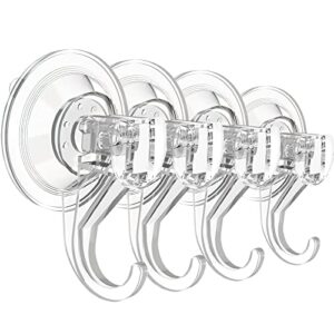 eamomork suction cup hooks for shower, large clear heavy duty suction cup hooks, wreath hangers for front door window glass kitchen towel loofah utensils (4 packs)