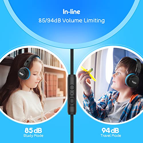 gorsun Kids Headphones, Headphones for Kids for School, 85dB/94dB Volume Limited, Wired Headphones with Mic, Sharing Function, Adjustable Toddler Headphones for School/Tablet/PC