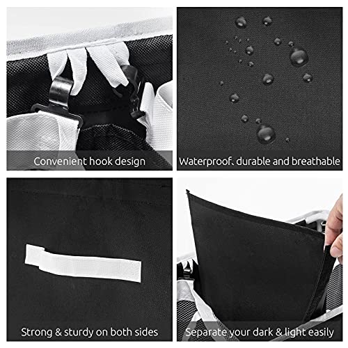 Fiona's magic Double Laundry Hamper with Lid, Dirty Clothes Laundry Basket with 2 Removable Liner Bags, Divided Laundry Hamper 2 Section for Bedroom, Laundry Room, Bathroom Black & Grey