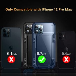 iPhone 12 Pro Max Case, SUPBEC Silicone Protective Wallet Case with Card Slot [Screen Protector x2] [Military Grade Protection] [Anti-Scratch], iPhone 12 Pro Max Case with Card Holder, 6.7", Blue