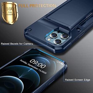 iPhone 12 Pro Max Case, SUPBEC Silicone Protective Wallet Case with Card Slot [Screen Protector x2] [Military Grade Protection] [Anti-Scratch], iPhone 12 Pro Max Case with Card Holder, 6.7", Blue