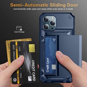 iPhone 12 Pro Max Case, SUPBEC Silicone Protective Wallet Case with Card Slot [Screen Protector x2] [Military Grade Protection] [Anti-Scratch], iPhone 12 Pro Max Case with Card Holder, 6.7", Blue