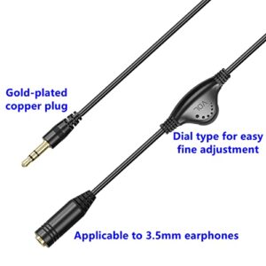 PChero 3.5mm Male to Female Stereo Audio Extension Adapter Cable with Volume Adjustment Control - 10inch