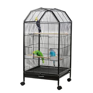 ibnotuiy parakeet bird cage with rolling stand metal pet bird flight cages large for conure canary parekette macaw finch cockatoo budgie cockatiels parrot,perches catch tray included,black