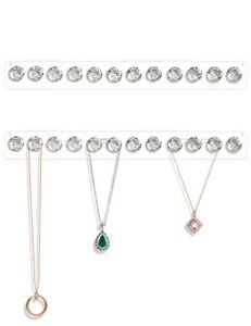 mymazn 2 pack necklace hangers acrylic necklaces holder wall mounted jewelry organizer hanging with 12 diamond shape hooks, jewelry hangers for necklace, gift for girls women