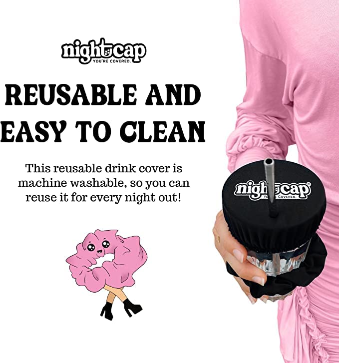 Nightcap Drink Cover Scrunchie- The Reusable Drink Spiking Prevention Scrunchie As Seen on Shark Tank