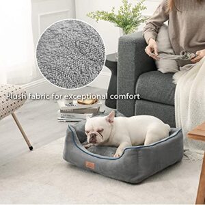 Bedsure Small Dog Bed for Small Dogs Washable - Cat Beds for Indoor Cats, 20 Inches Rectangle Cuddle Puppy Bed with Anti-Slip Bottom, Grey