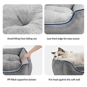 Bedsure Small Dog Bed for Small Dogs Washable - Cat Beds for Indoor Cats, 20 Inches Rectangle Cuddle Puppy Bed with Anti-Slip Bottom, Grey