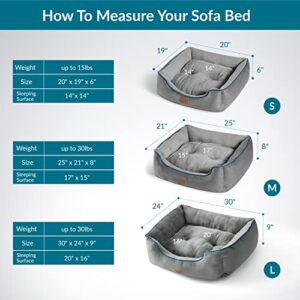 Bedsure Small Dog Bed for Small Dogs Washable - Cat Beds for Indoor Cats, 20 Inches Rectangle Cuddle Puppy Bed with Anti-Slip Bottom, Grey