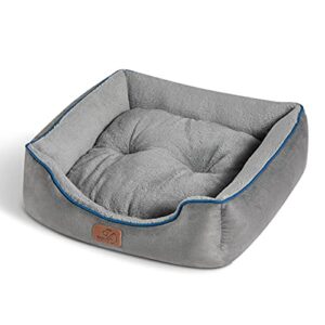 Bedsure Small Dog Bed for Small Dogs Washable - Cat Beds for Indoor Cats, 20 Inches Rectangle Cuddle Puppy Bed with Anti-Slip Bottom, Grey