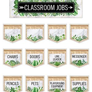 Schoolgirl Style Simply Boho Mini Bulletin Board Set—Job Assignment Pockets and Student Cutouts for Classroom Tasks, Roles and Responsibilities (46 pc) (110509)