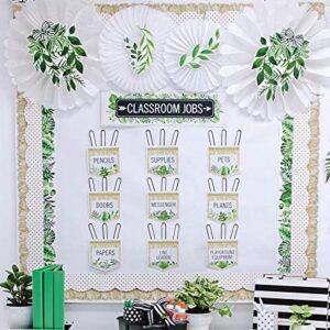 Schoolgirl Style Simply Boho Mini Bulletin Board Set—Job Assignment Pockets and Student Cutouts for Classroom Tasks, Roles and Responsibilities (46 pc) (110509)