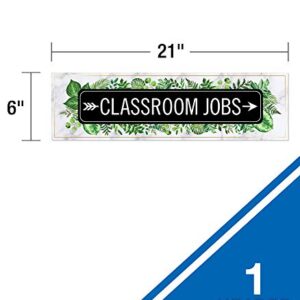 Schoolgirl Style Simply Boho Mini Bulletin Board Set—Job Assignment Pockets and Student Cutouts for Classroom Tasks, Roles and Responsibilities (46 pc) (110509)