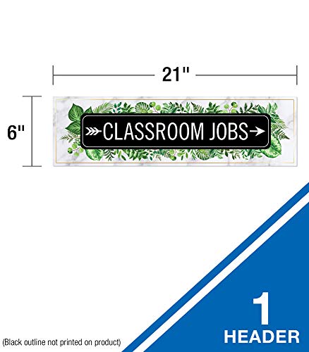 Schoolgirl Style Simply Boho Mini Bulletin Board Set—Job Assignment Pockets and Student Cutouts for Classroom Tasks, Roles and Responsibilities (46 pc) (110509)