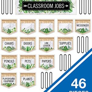 Schoolgirl Style Simply Boho Mini Bulletin Board Set—Job Assignment Pockets and Student Cutouts for Classroom Tasks, Roles and Responsibilities (46 pc) (110509)