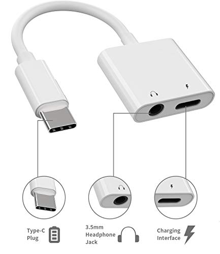 USB C to 3.5mm Headphone Charger Adapter Type C earphone Jack AUX dongle Audio Compatible with Google Nexus 6 5 4XL,Samsung Galaxy S21 S20 S10 S9 Ultra Note,for iPad air4 Pro Fast Charging Cable Cord