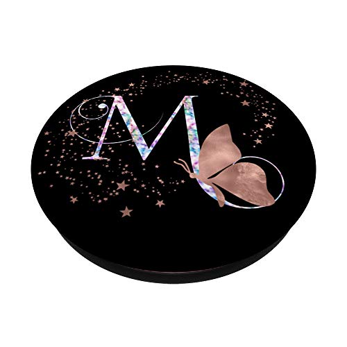 Letter M Initial Rainbow Watercolor Butterfly Monogram PopSockets Swappable PopGrip
