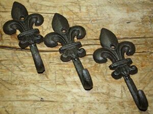 miabe - 6 cast iron antique supplies for style rustic fleur de lis coat hooks hat hook rack towel 6 for home decor