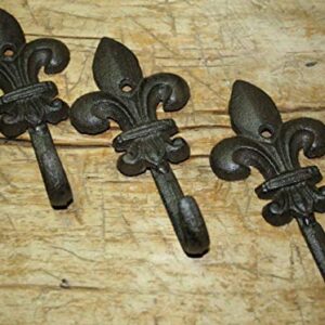 MIABE - 6 Cast Iron Antique Supplies for Style Rustic Fleur De Lis Coat Hooks Hat Hook Rack Towel 6 for Home Decor