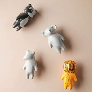 30GO Decorative Ceramic Hooks (Set of 5) | Wall Hooks and Drawer Handles for Home Decor | Cute Cartoon Hooks for Kids' Rooms