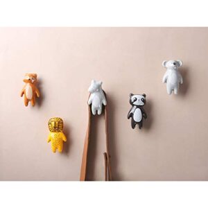 30GO Decorative Ceramic Hooks (Set of 5) | Wall Hooks and Drawer Handles for Home Decor | Cute Cartoon Hooks for Kids' Rooms