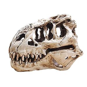 KODENG Tyrannosaur Skull T-Rex Skull Gifts Lifelike Resin Crafts Dinosaur Skull Fossil Teaching Skeleton Model Home Aquarium Decor (A)