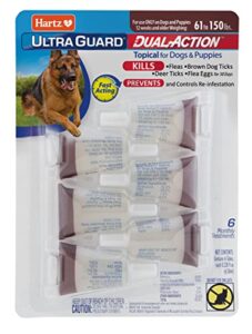 hartz ultraguard dual action flea & tick topical dog treatment and flea and tick prevention, 6 months, 60+ pound dogs