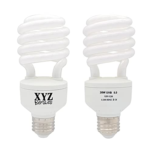 XYZReptiles 26 Watt Reptile UVB Bulb 5.0 Reptile Light (2 Pack Bulbs)